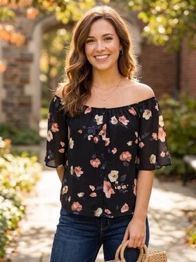 Charlotte Russe Floral Off the Shoulder Blouse